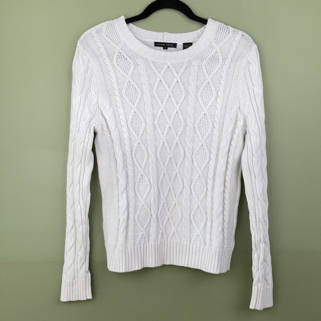 White Jeanne Pierre Sweater 100% Cotton